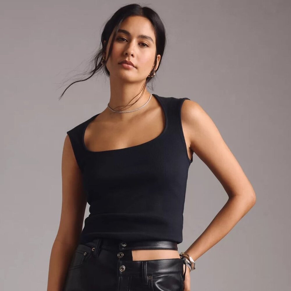 NWT ANTHRO Maeve Square-Neck Tank black